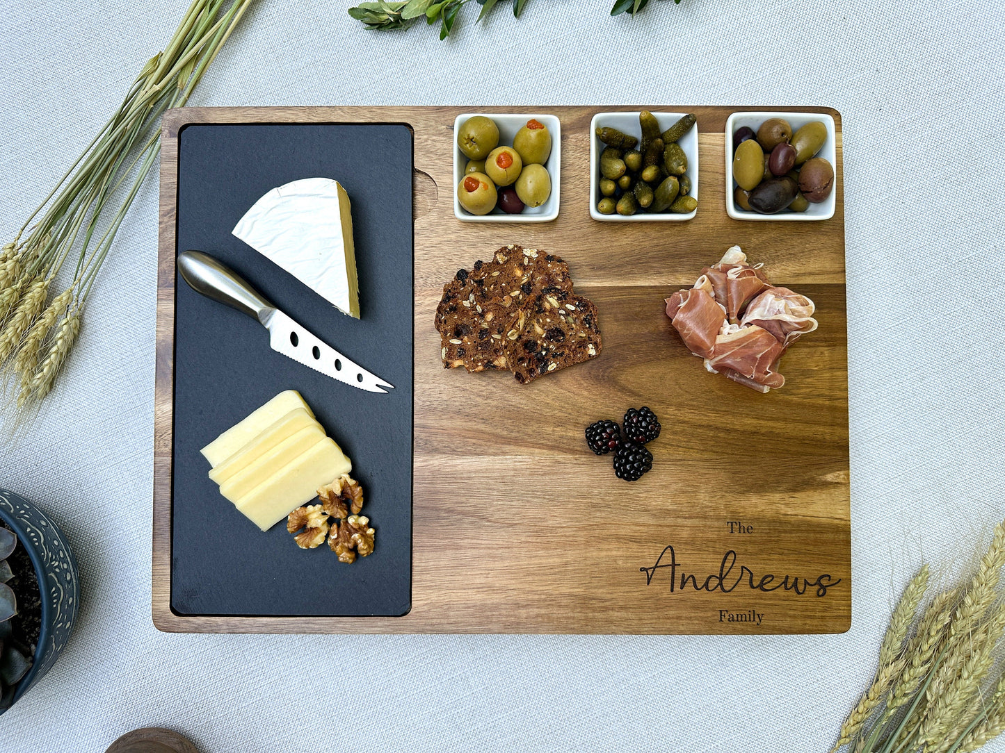 Personalized Charcuterie Board Set Cheese Board and Knife Set Realtor Closing gift Custom Charcuterie board Christmas Wedding Gift