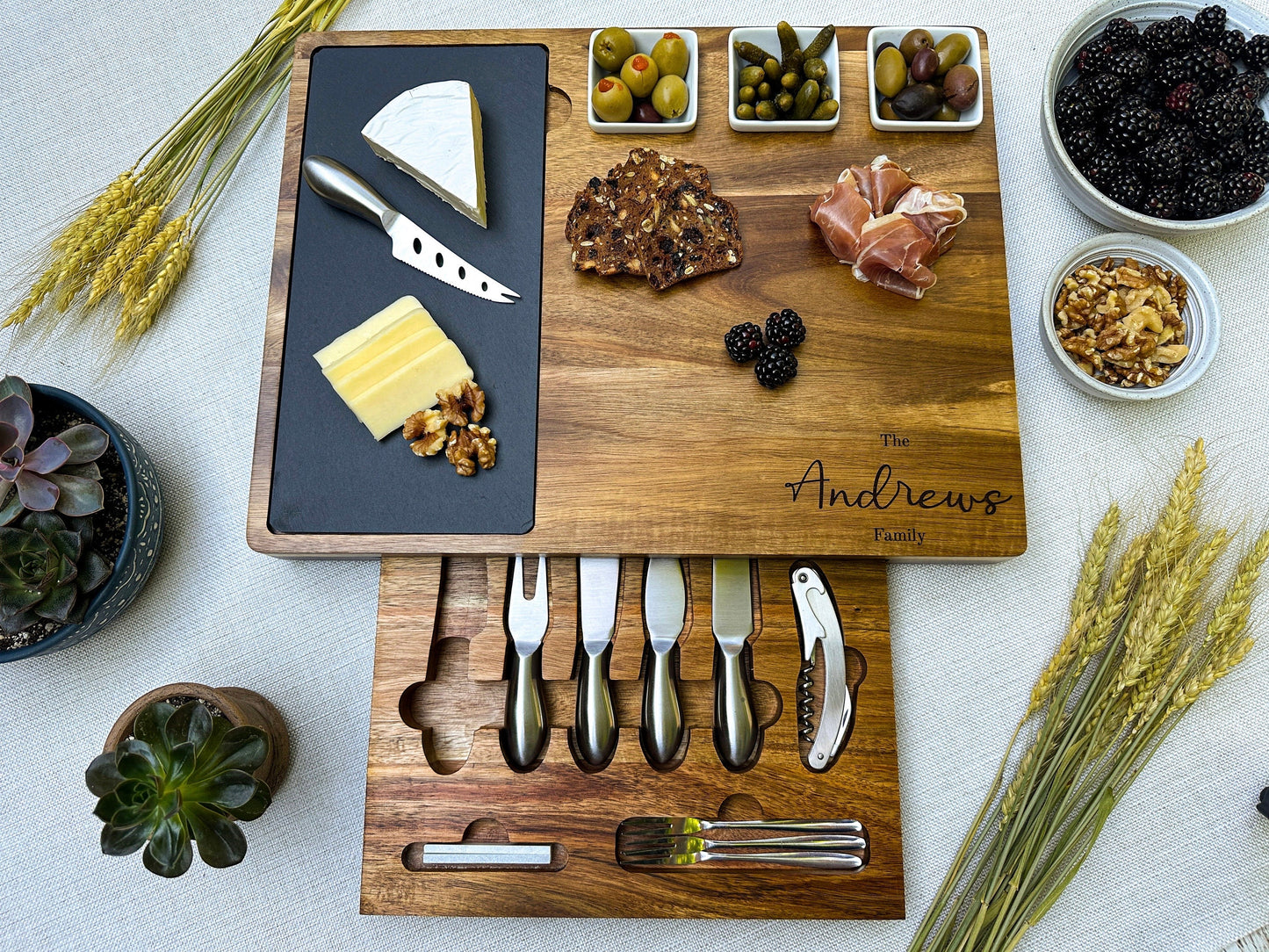 Personalized Charcuterie Board Set Cheese Board and Knife Set Realtor Closing gift Custom Charcuterie board Christmas Wedding Gift