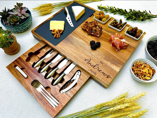 Personalized Charcuterie Board Set Cheese Board and Knife Set Realtor Closing gift Custom Charcuterie board Christmas Wedding Gift