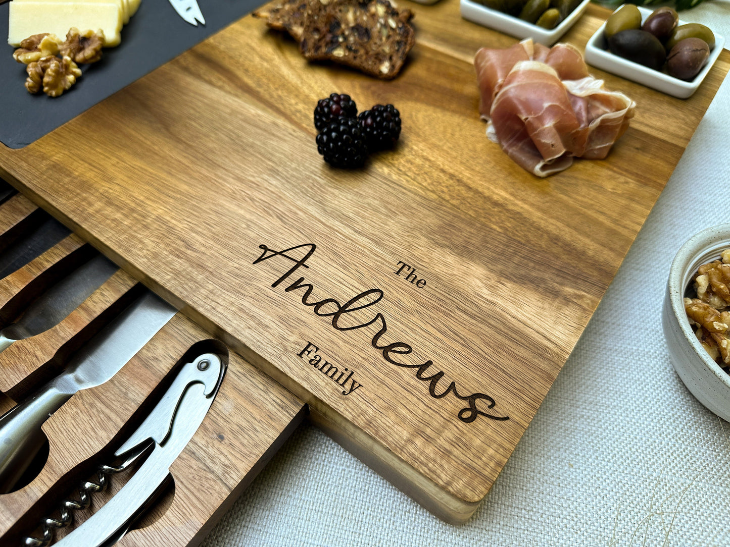 Personalized Charcuterie Board Set Cheese Board and Knife Set Realtor Closing gift Custom Charcuterie board Christmas Wedding Gift